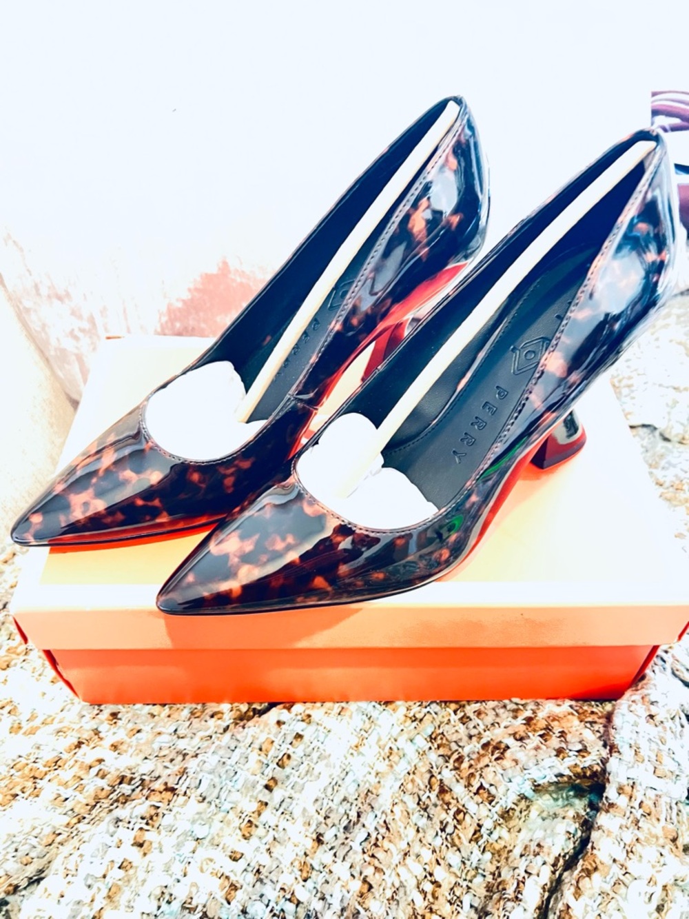 Katy Perry Collections Tortoiseshell Pointed Toe Heels in Brown and Black